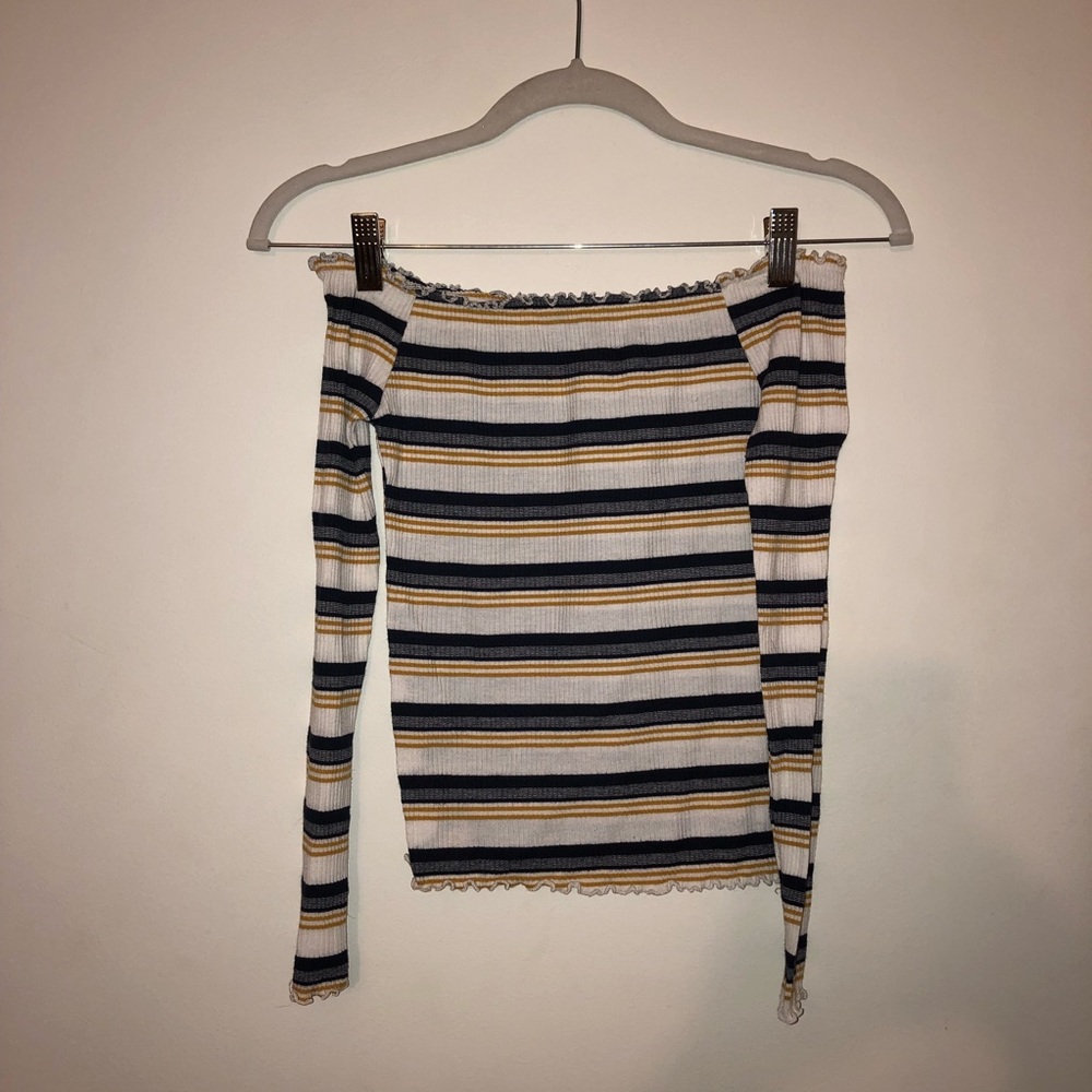 Charlotte Russe Off the Shoulder Striped Top